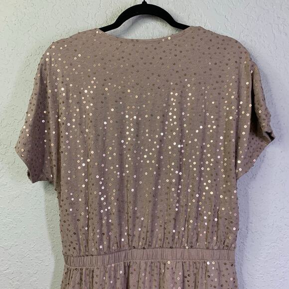 GARNET HILL Dress‎ Medium Knit Maxi Sequin Crossover Bust Elastic Waist Leg Slit - Picture 9 of 14